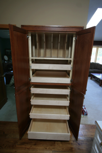 Pantry with Tray Storage and Roll Outs